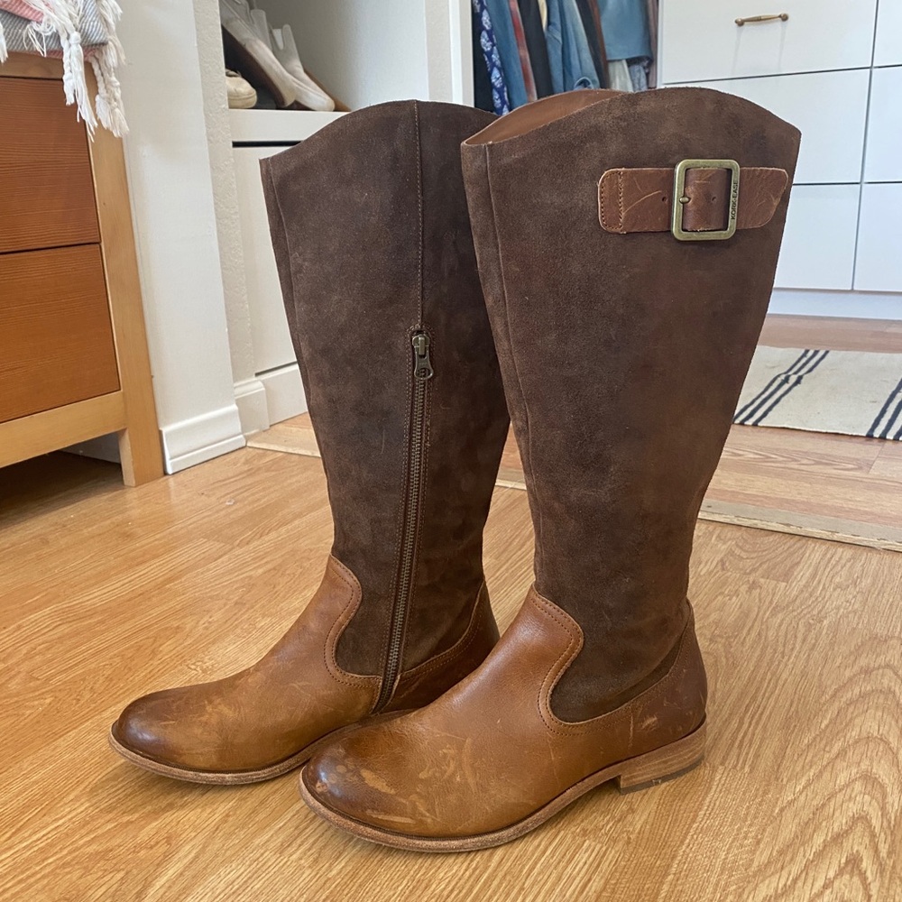 Kork-Ease Leather Suede Brown Buckle Riding Boots Size 9